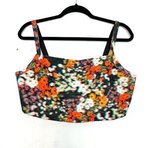 Off-Line by Aerie Goals Stretch Medium Support Sports Bra Orange Floral XXL
